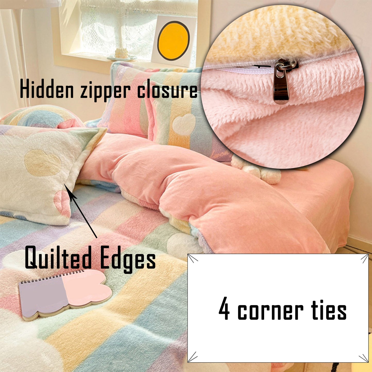 MorroMorn Fluffy Comforter Covers Set